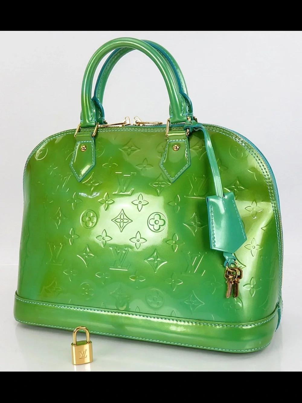 Louis Vuitton Green Patent Vernis Alma Handbag